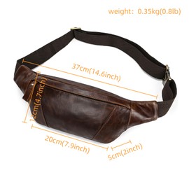 Belt Bag Leather Vintage Bum Bag for Men Women Waist Bag Modern Belt Bag for Jogging Festival Holiday Genuine Leather, 1034 Brown