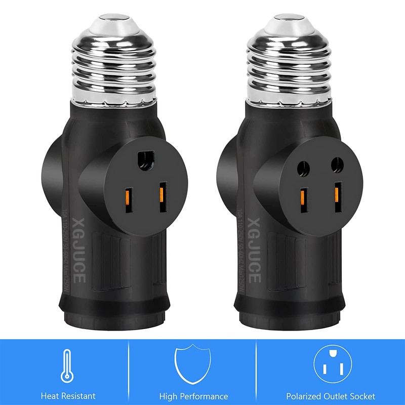 3 Prong Light Socket to Plug Adapter,E26 Outdoor Light with
