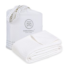 Threadmill Luxury Cotton Blankets for Queen Size Bed | All-Season 100% Cotton Queen Size Blanket | Aster Jacquard Cozy Lightweight, Soft Breathable Coverlet fits Full Size Bed, 90x92 | White