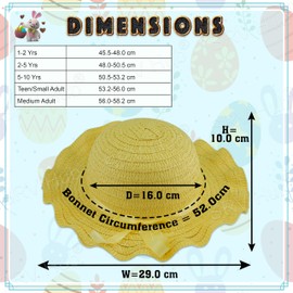 HOVUK 52cm Easter Springtime Yellow Bonnet Hat with Ribbon for Kids Boys, Used as Base to Decorate DIY Easter Bonnet Hat with Chicks Eggs Nest Feathers Ribbons Daisies Flowers Arts Crafts
