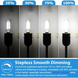 E12 LED Light Bulbs 40 Watt Equivalent, 4W Candelabra Dimmable Edison Bulbs, 5000K T6 Bulbs for Chandelier Ceiling Fan Light 400LM, Vintage T25 Tubular Small Filament Bulbs, 12 Packs
