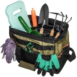 ToolTreaux 10pc Gardening Handheld Tools Set Gloves Carry Bag and Kneeling Pad