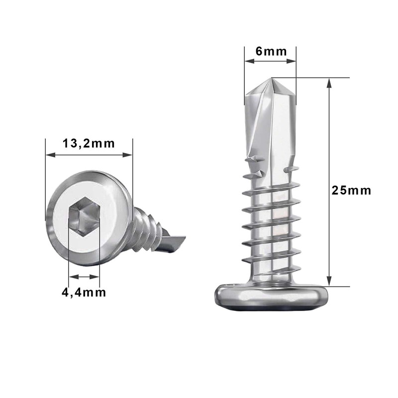 Wavanta 40 Pcs M6.3 x 25mm Self Tapping Screws, 410
