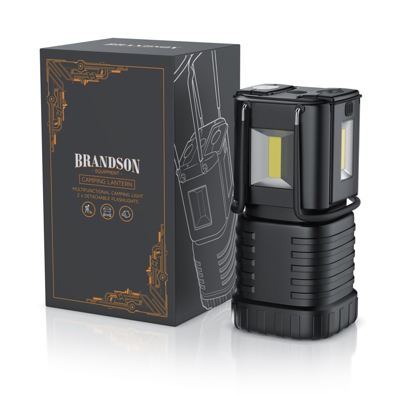 Brandson - LED camping lamp lantern - 2 removable torches
