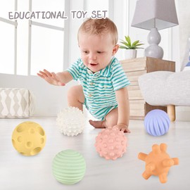ROHSCE Sensory Balls for Babies - 6 Pack, Ball for Toddlers 1-3, Soft & Textured Montessori Baby Toys 6 to 12 Months, Wheat Straw Toddler Balls for Infant Development