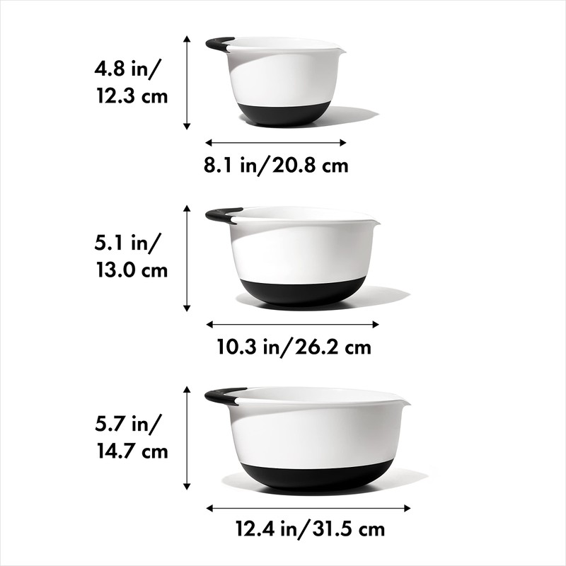 OXO Good Grips 3- Piece Plastic Mixing Bowl Set, 2500