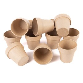 Pack of 12 Paper Mache Flower Pots - Papier Mache Pots Shaped Like Traditional Terra Cotta Flower Pots Ready to Finish & Decorate. (3" H x 3" Dia)