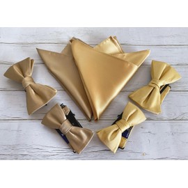 KissTies Boys' Bow Tie Gold Champagne Satin Bowtie + Gift Box