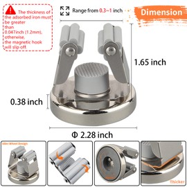 MUTUACTOR Heavy Duty Magnetic Hook Strong Magnetic Broom Wall Mount No Drilling Mobile Broom for Storage and Management of Garage Washing Tools (Pack of 2)