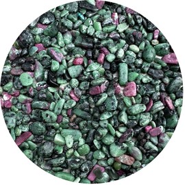 GAF TREASURES Wholesale Natural Semi Tumbled Ruby Zoisite Gemstone Chips, Crushed Mini Crystals, Undrilled Crystal Chips (Ruby Zoisite, 0.25 Pound)