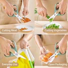 3-Pack 9.5"Kitchen Scissors All Purpose Heavy Duty with Protective Sheath, Soft Grip Comfort Handle, Dishwasher Safe Kitchen Utensils Gadgets Set, Stainless Cooking Meat Poultry Food Shears