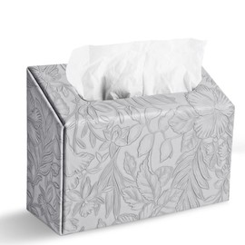 Hennaja - Funda de caja de toallas de mano, de piel sintética, compatible con Kleenex desechables toallas de mano de papel adecuadas para comedor, cocina, baño (1 talla gris)