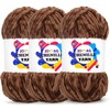 Velvet Chenille Yarn for Crocheting White Coffee Fluffy Plush Thick