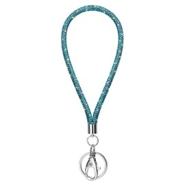 Soleebee Card Holder Bracelets, Bling Rhinestone Lanyard with Key Ring, Crystal Bracelet, Women's Bracelets Kit for Key Ring, ID Card Holder, Sea blue