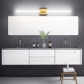Ralbay 48inch Gold Bathroom Vanity Lights Bar 36W Modern LED Gold Vanity Light Fixtures Over Mirror(5500K White Light)