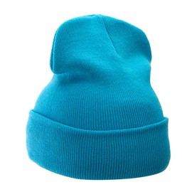 12 Inch Solid Long Beanie Made in USA - Aqua OSFM