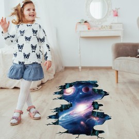 PLIGREAT 2 Sheets 3D Galaxy Wall Stickers, Space Planet Wall Decals Removable Vinyl Walls Decals for Kids Bedroom Nursery School Classroom Home Decor DIY Decorative Stickers