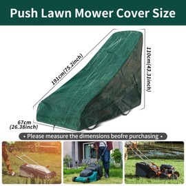 RICHIE Lawn Mower Cover, Outdoor Lawnmower Cover Waterproof with Adjustable Hem Cord, Windproof, Push Lawn Mower Cover,Anti-UV(191 x 67 x 110cm, L x W x H)