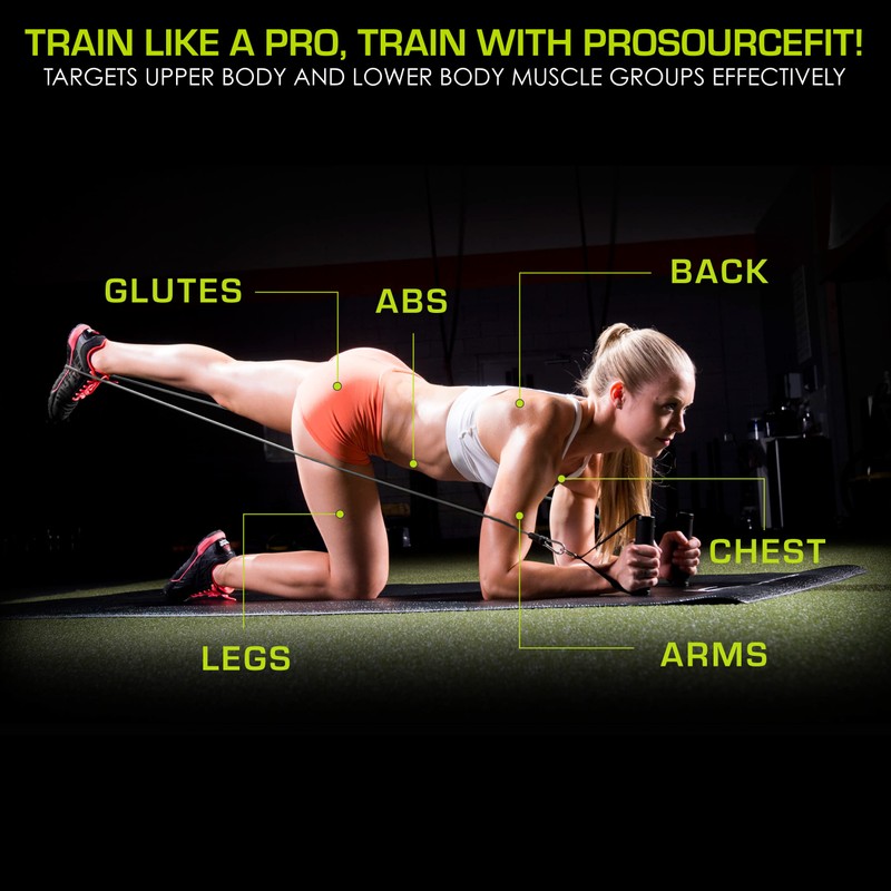 ProsourceFit Single Stackable Resistance Bands with Door Anchor and Exercise