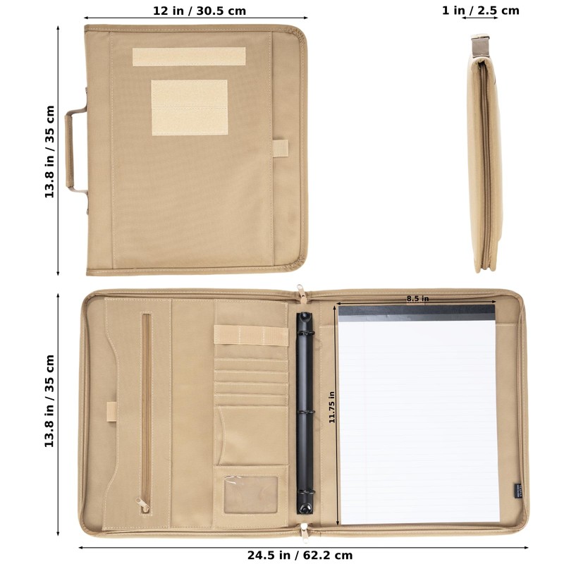 Tactical Portfolio Binder with Zippered, Large Detachable Tactical Padfolio Organizer