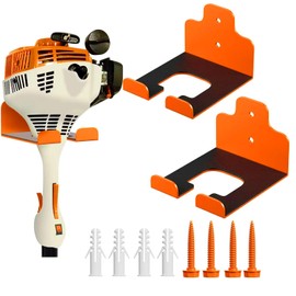 JNIHEEP Garage Organizer Trimmer Rack, Garden Power Tool Hanger Weed Whackers Holder Wall Mounted for Grass Trimmer, Hedge Trimmer, Garage Trimmer, Garden Tools,2 Pack(Orange)