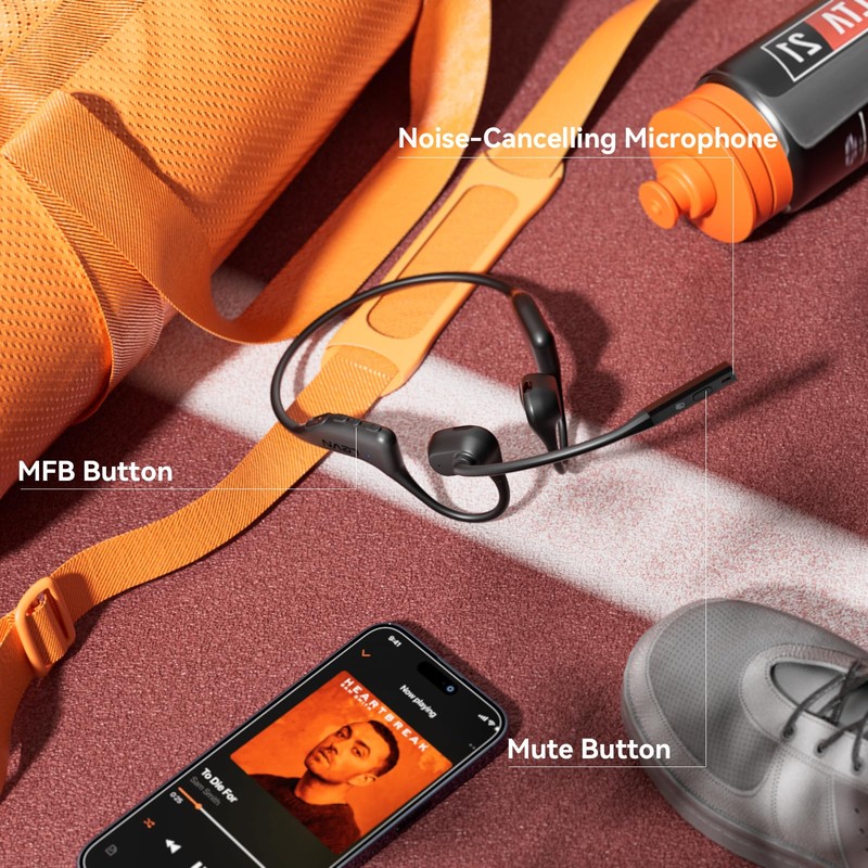 LEVN Open Ear Headphones with Mic, Bluetooth Headset with Microphone,