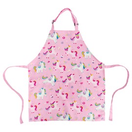 DECOWALL Girls Boys Toddler Chef Kitchen Aprons with Front Pocket for Kids Cooking Baking Painting Crafts Art Gardening Adjustable Strap Waterproof (Apron AP-001 002 003 004 201 202), Unicorn