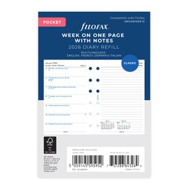 Filofax Pocket week per page with notes 4 language 2026 diary 26-68209