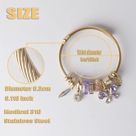 DS Charm Bracelets for girls,exquisite cute cartoon gold friendship bracelets Stainless Steel Bangle with birthday Gift box, Adjustable girls jewelry Suitable for holiday gifts (Gold-butterfly)