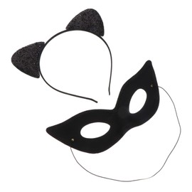 BESPORTBLE 1 Set Cat Ears Headband Eye Mask Set for Festival Costume Party Decorative Hair Hoop for Women for Cosplay Fun Celebrations Comfortable Design for Elegant Look