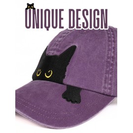 InnoBeta Black Cat Lovers Gifts for Women, Men, Adjustable Embroidered Hat for Birthday, Christmas - Purple