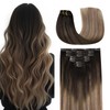 COOKAYU Clip in Hair Extensions Balayage Clip on Hair Extensions