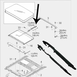 EACCESSORIES EA Sunroof Guide Left Right Rail Repair Kit (Panel/Glass Window) for Hyundai Veracruz 2007-2012 – Professional installation is required – Stable performance, high reliability