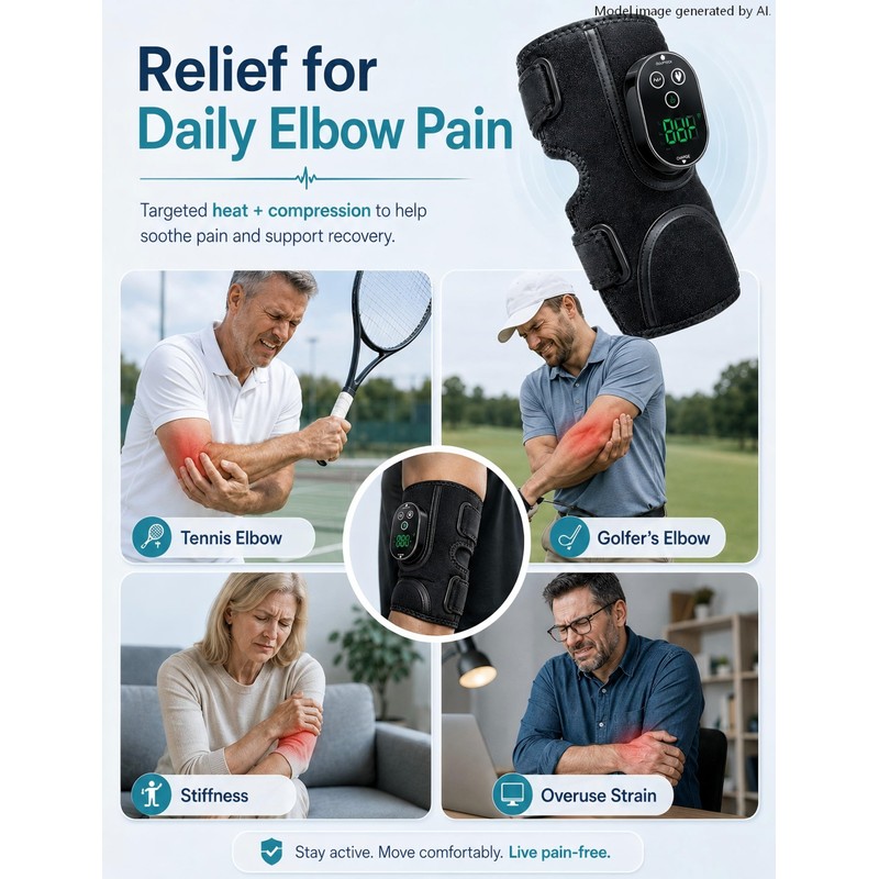 Cordless Elbow Massager & Heating Pad for Tennis Elbow Relief