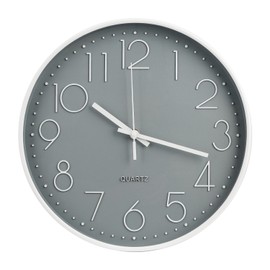 bakbrand Wall Clock 10 Inch Non-Ticking Silent Modern Simple Style Round Decor Clock Gray Stereoscopic Dial Quartz Wall Clocks for Home/Office/School/Living Room/Bedroom/Kitchen