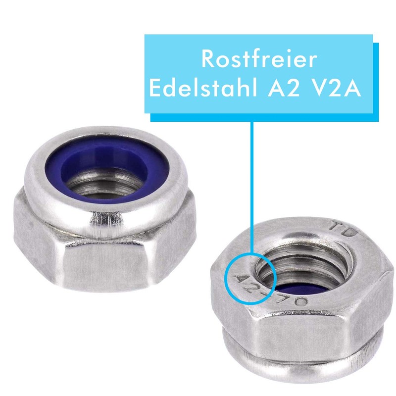 Locking Nuts M6 Pack of 10 DIN 985 Stainless Steel