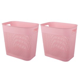 Plastic Trash Can Wastebasket, Garbage Container Basket for Bathrooms, Kitchens, Offices, Kids Rooms, Pink, 2 Pack
