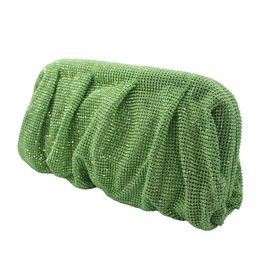 WuDiaoer Women Rhinestone Clutch Purse Diamond Evening Bag Chain Handbag Ladies Dumpling Bag Wedding Party Purse, Green