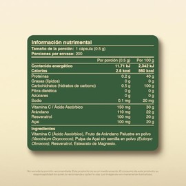 Resveratrol Con Açaí con Vitamina C y Arándano VITAL BOTANICS