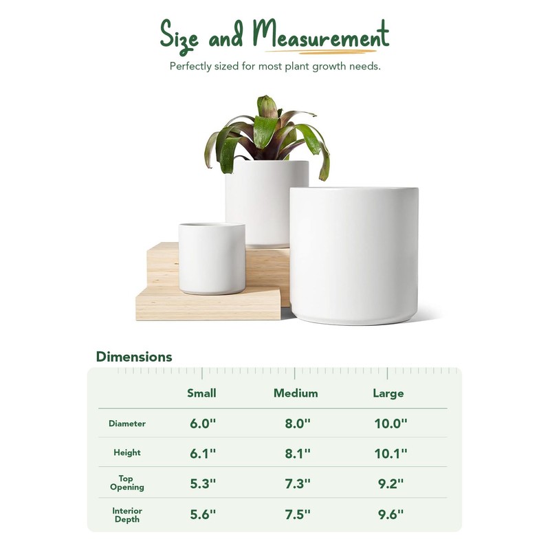 LE TAUCI Ceramic Pots for Plants, 10+8+6 Inch Indoor Plant