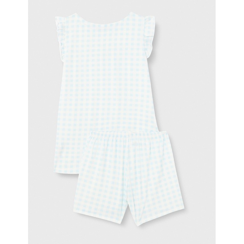 Petit Bateau Girls Pyjacourt, White Marshmallow / Blue Gomme