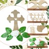KitBeads 8pcs Wood Cross Cutouts Jesus Cross with Flower Baptism