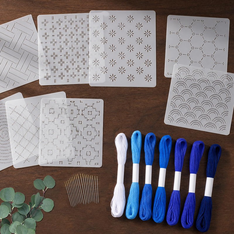 41 Pcs Sashiko Thread Kit Includes 12 Blue Sashiko Thread