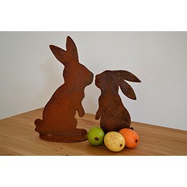 Easter Bunny, Easter Bunny, Easter Decoration, Easter Decoration, Kissing Rabbits, Patina Rust, Metal Decorative Idea, Rust Figure, Garden Decoration, Easter Decoration, Decorative Bunny, Gift Idea,