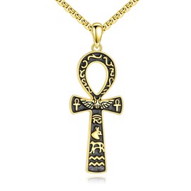 ONEFINITY Ankh Necklace 925 Sterling Silver Ankh Cross Pendant Necklace Egyptian Hieroglyphic Symbol Necklace Egyptian Jewellery Gifts for Women Men