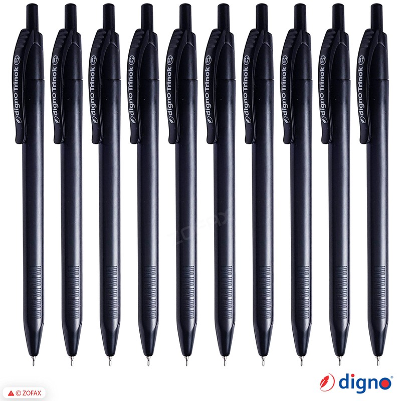 DIGNO Trinok Retractable Ballpoint Pens, BLACK, Fine Point (0.7mm), Pack