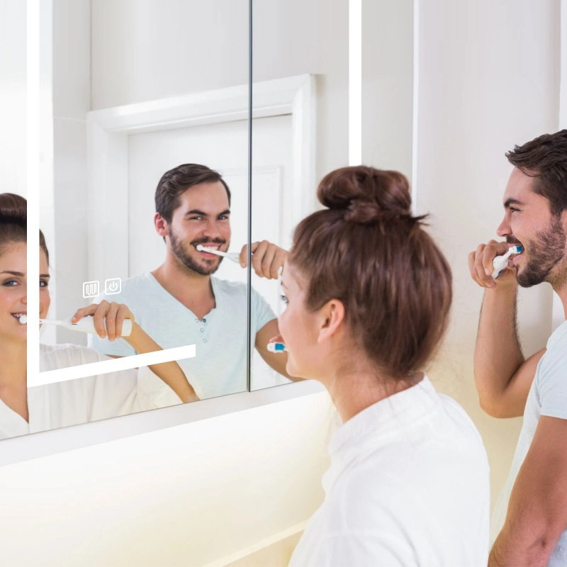 Mepplzian Large LED Bathroom Mirror Cabinet Touch Switch 3 Colors