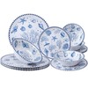 LEHAHA 12-Piece Coastal Melamine Dinnerware Set Service for 4, Unbreakable