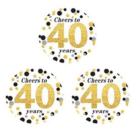 50 Count 2" Round Cheers to 40 Years - 40th Birthday Party Favor Stickers 40th Birthday or Anniversary Stickers