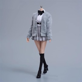 [TOYBARJAPAN] cdtoys cd062 for 1/6 scale action figures, high school student sailor fashion, student cardigan JK skirt suit clothes, stalking and shoes set (not including body and head) (D Gray)